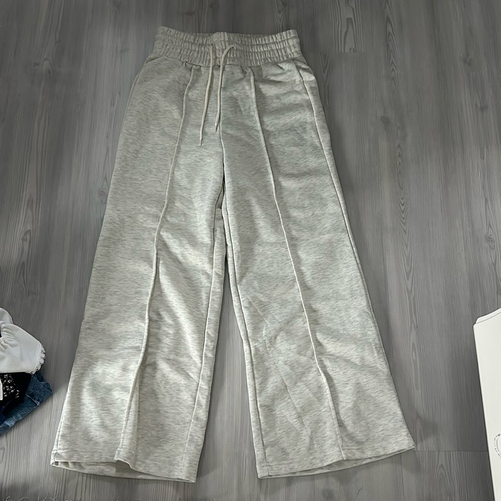 shein heather straight leg baggy sweatpants grey size m